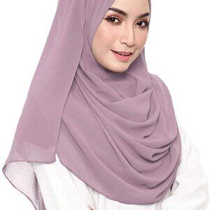 Solid Color Bubble Chiffon Scarf for Women Fashion Soft Hijab Long Scarfs Wrap S